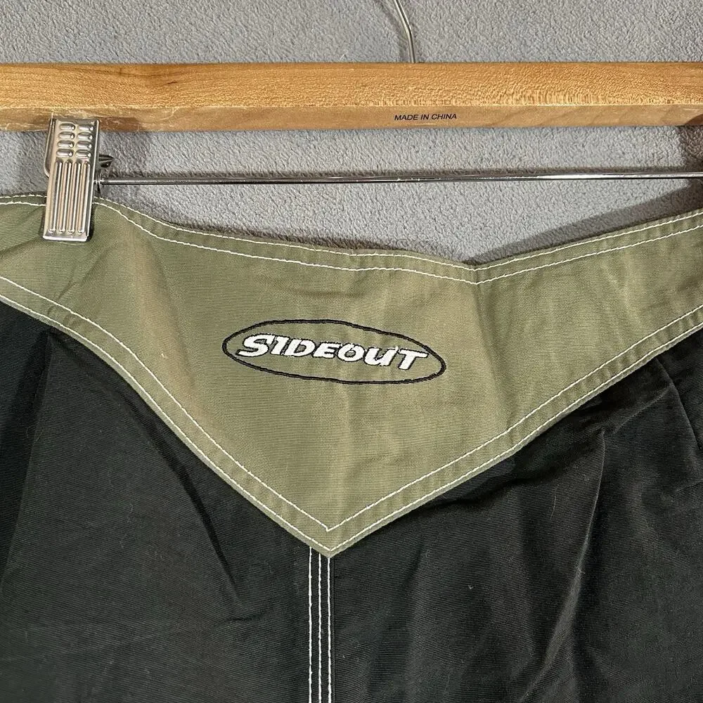 Sideout Vintage Board Shorts Mens 34 Black Olive Surf Swim Trunks Y2K Skater